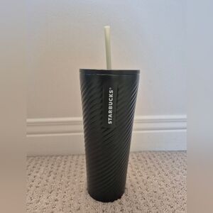 Starbucks Dark Forest Green Swirl Stainless Steel Cold Venti Cup Tumbler NEW